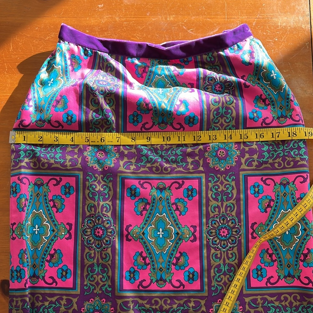 Vintage Alex Colman California 60s Psychedelic Maxi Skirt Pink Teal Purple - Picture 8 of 12